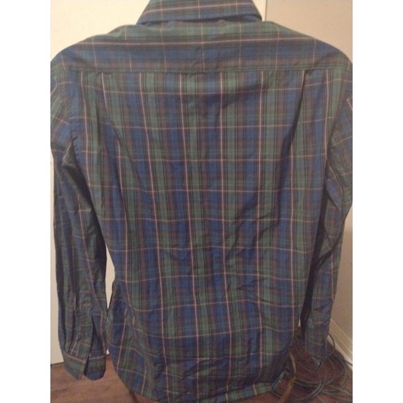 Todd Snyder Blue and Green Plaid Casual Button Down Shirt - Picture 4 of 11